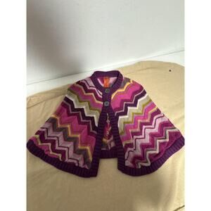 Missoni for Target Cape Womens Large Purple Multicolor Chevron Knit Button Front